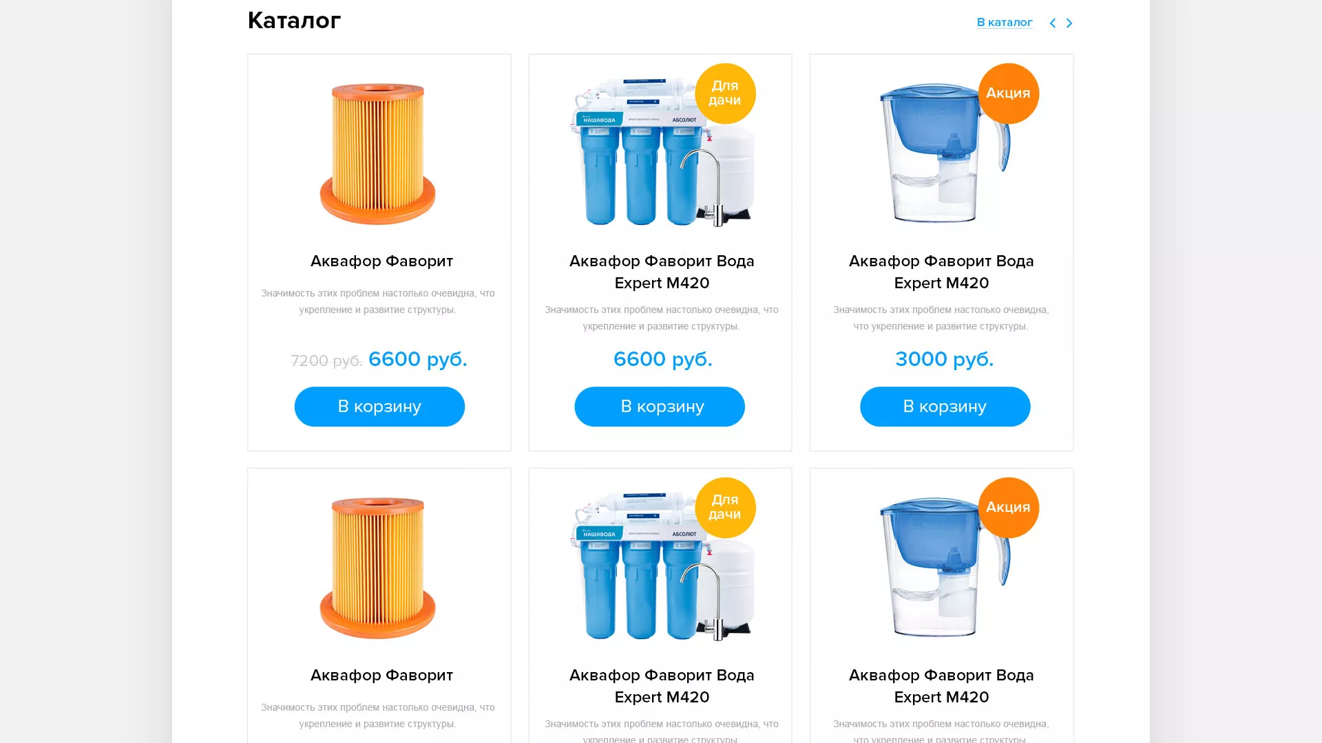 Создание интернет-магазина «Водолей» по продаже фильтров очистных сооружений в Москве